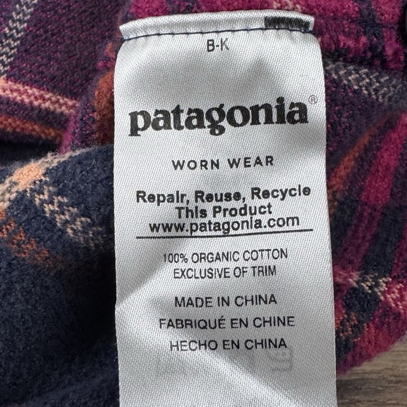 Patagonia 100% Organic Cotton Womens Plaid Flannel Button Down Shirt Size 6 - Picture 4 of 8